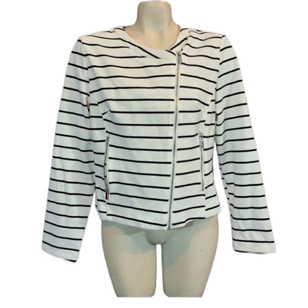 Bagatelle Collection Striped Zip‎ Up Blazer Size Large